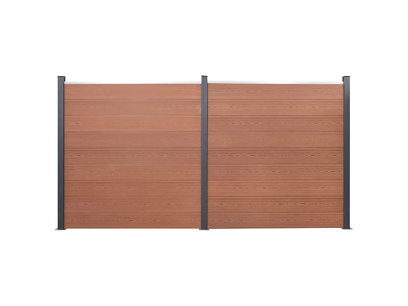 Ensemble de panneaux de clôture marron 353x186 WPC