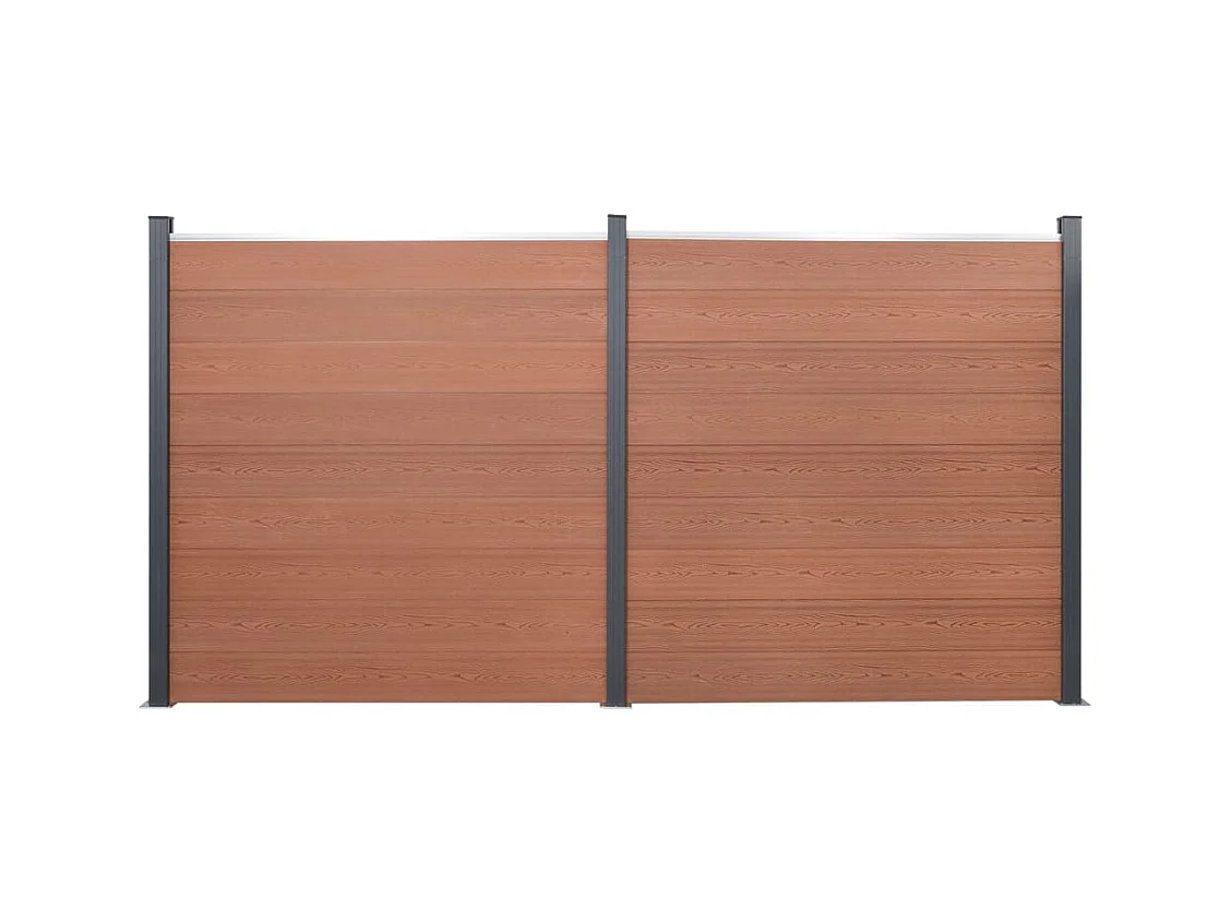 Ensemble de panneaux de clôture marron 353x186 WPC