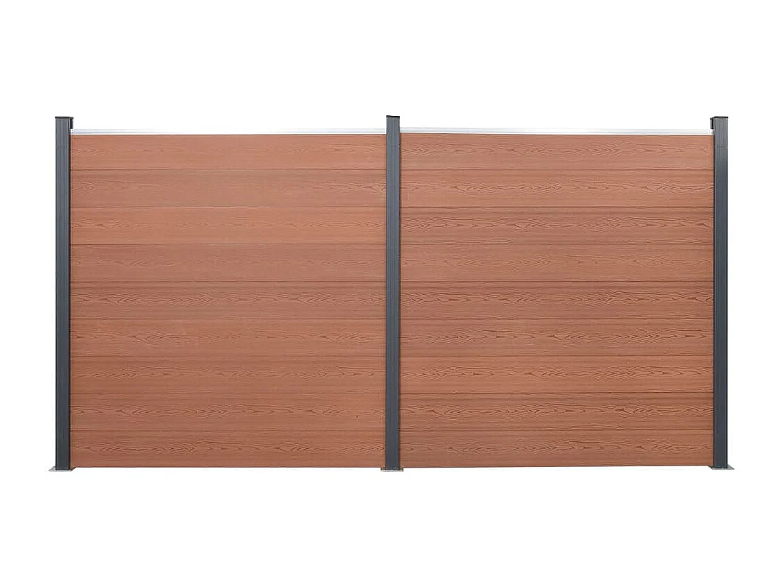 Ensemble de panneaux de clôture marron 353x186 WPC