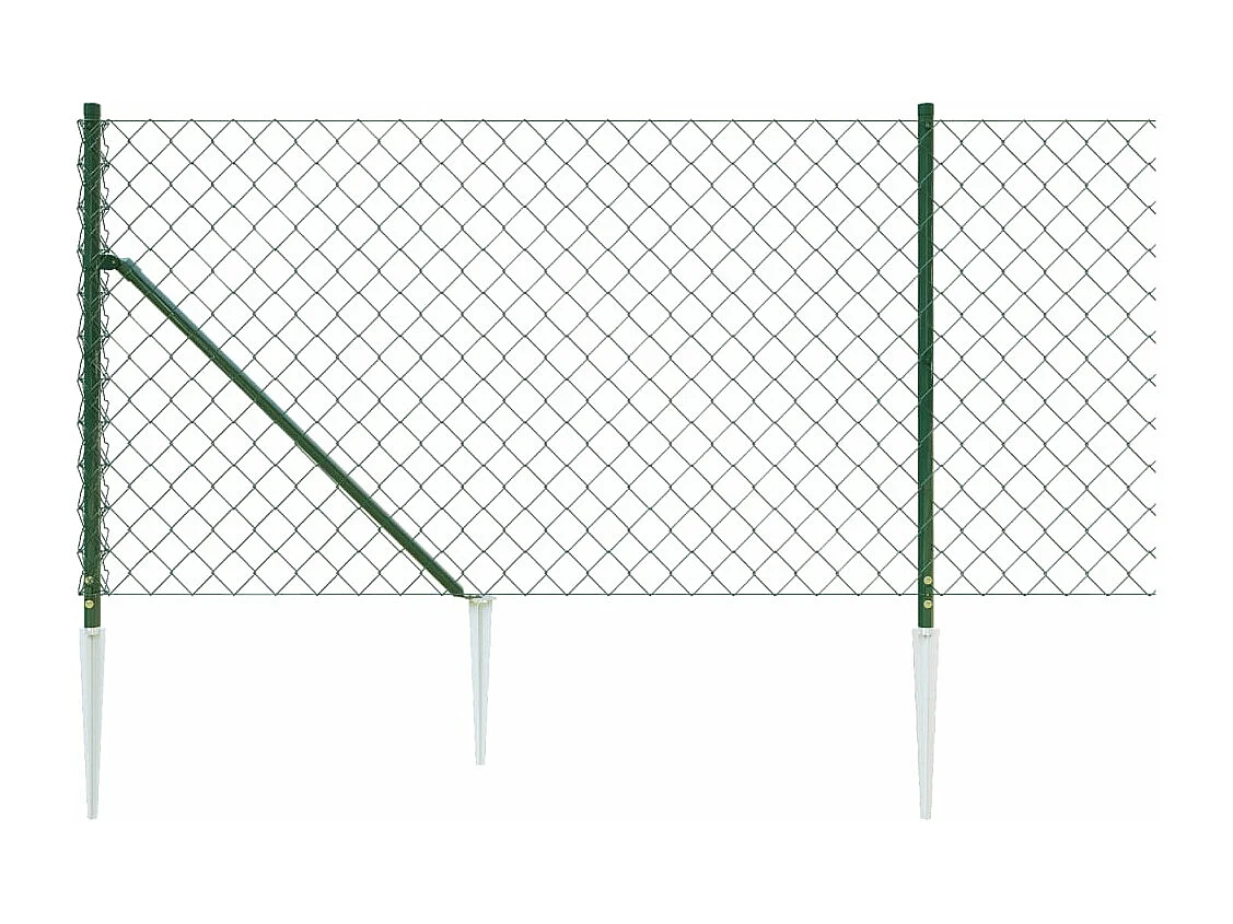 Clôture à mailles losangées avec piquet d'ancrage vert 1x10 m