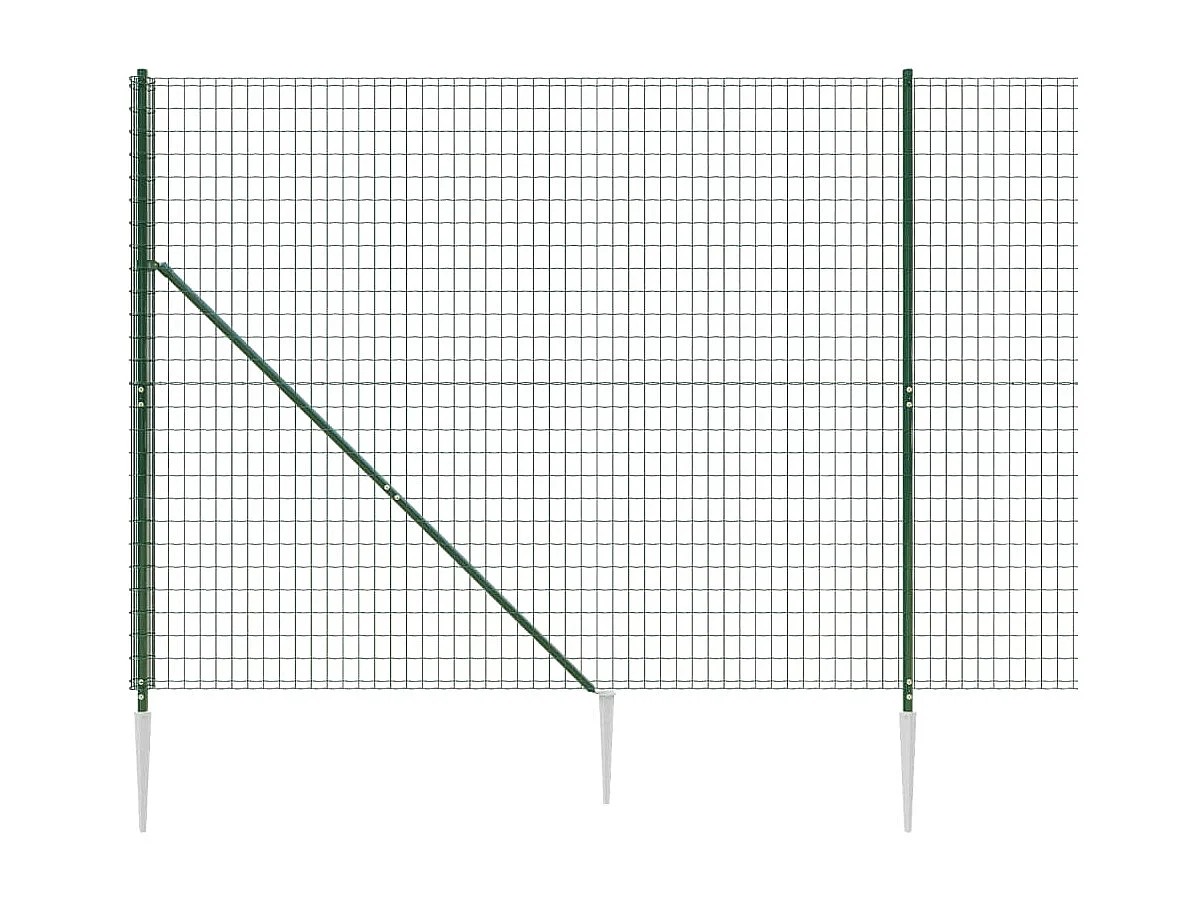 Clôture en treillis métallique et piquet d'ancrage vert 1,8x25m