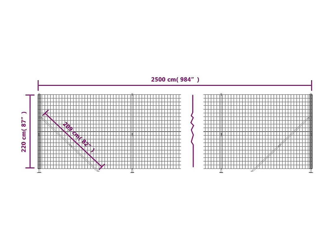 Clôture en treillis métallique avec bride vert 2,2x25 m