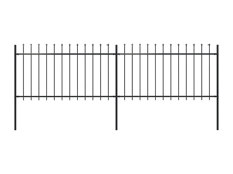 Clôture de jardin avec dessus en lance Acier 3,4 x 1 m Noir