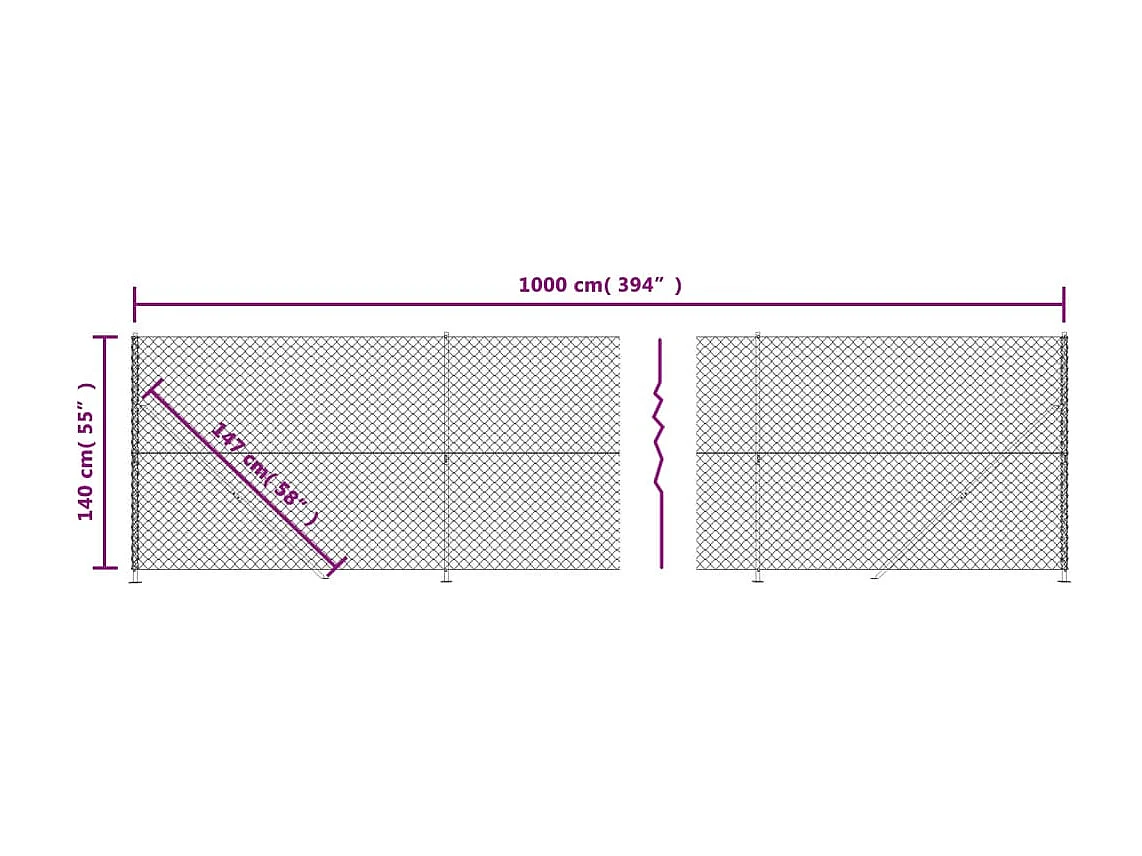Clôture à mailles losangées avec bride vert 1,4x10 m