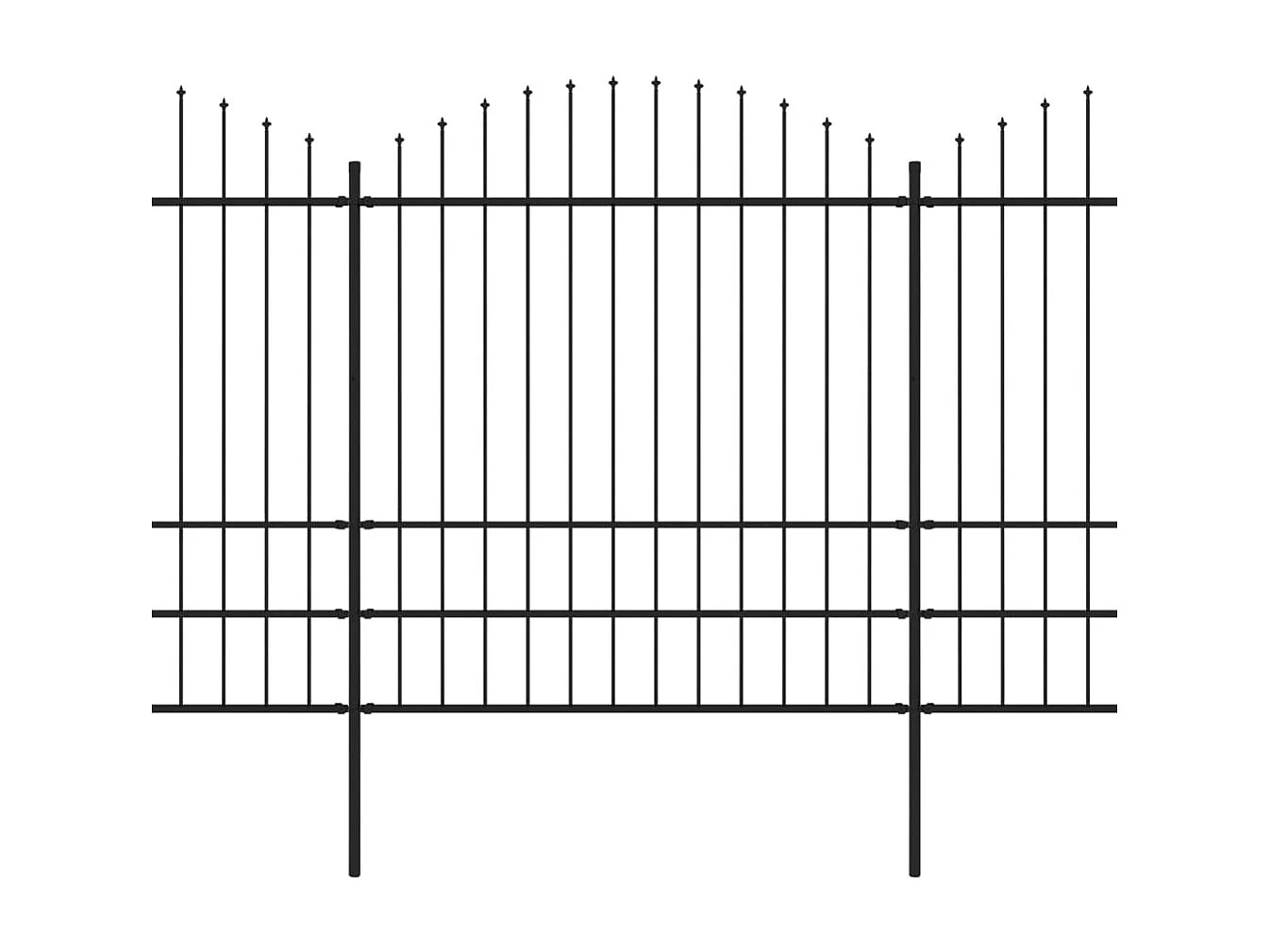 Clôture de jardin à dessus en lance Acier (1,75-2)x6,8 m Noir