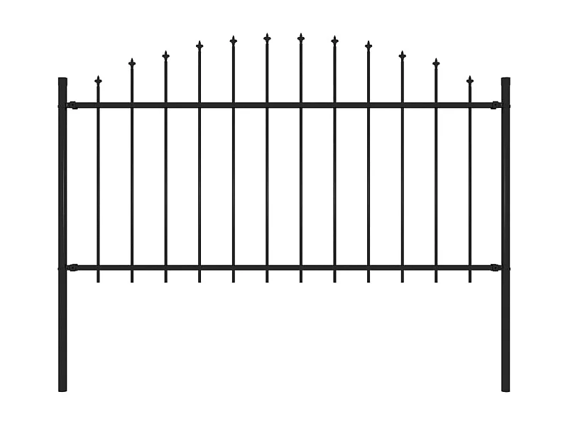 Clôture de jardin à dessus en lance Acier (1,25-1,5)x1,7 m Noir