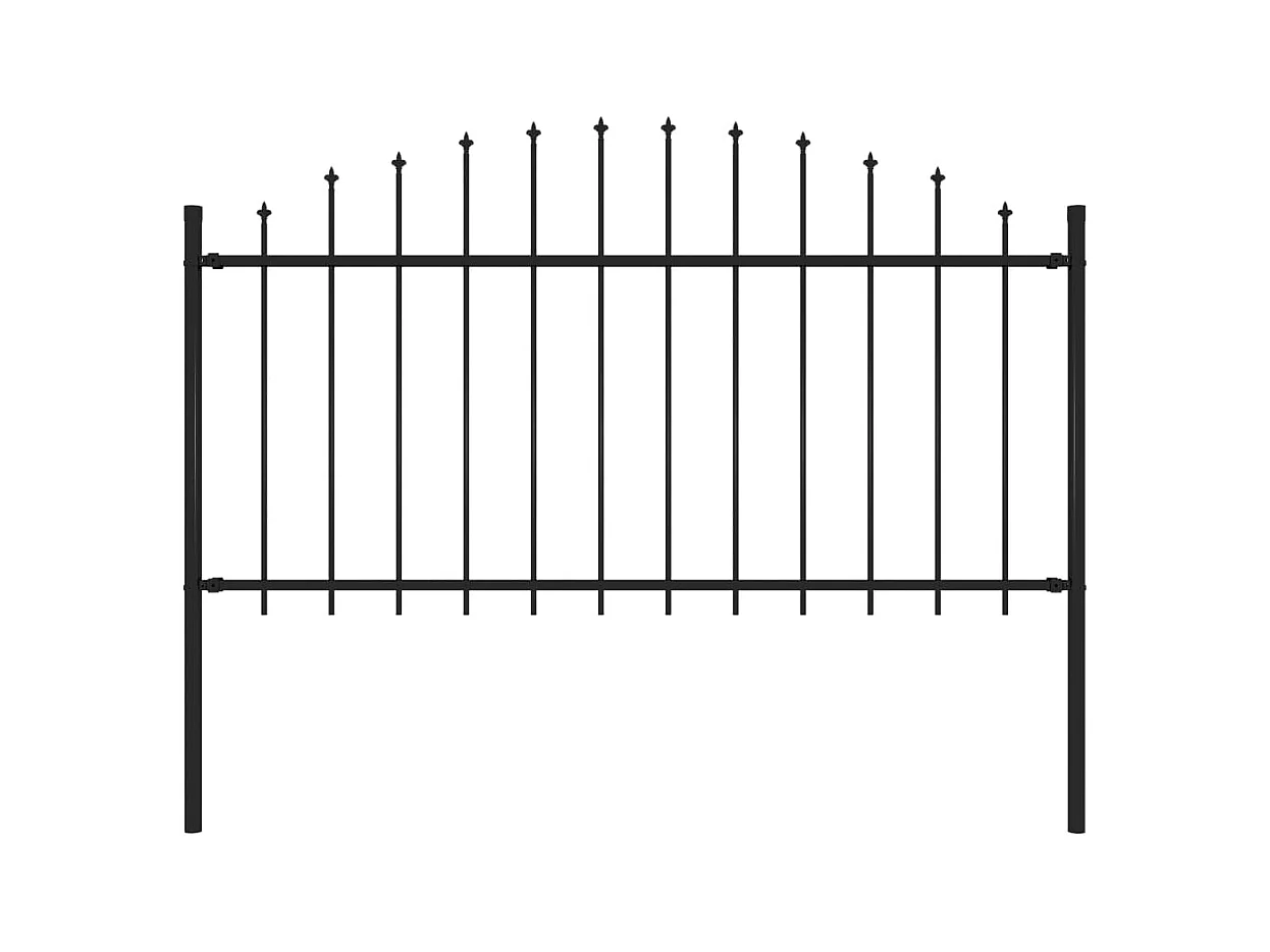 Clôture de jardin à dessus en lance Acier (1,25-1,5)x1,7 m Noir