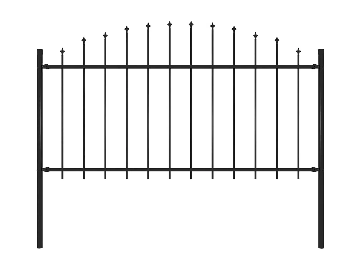 Clôture de jardin à dessus en lance Acier (1,25-1,5)x1,7 m Noir