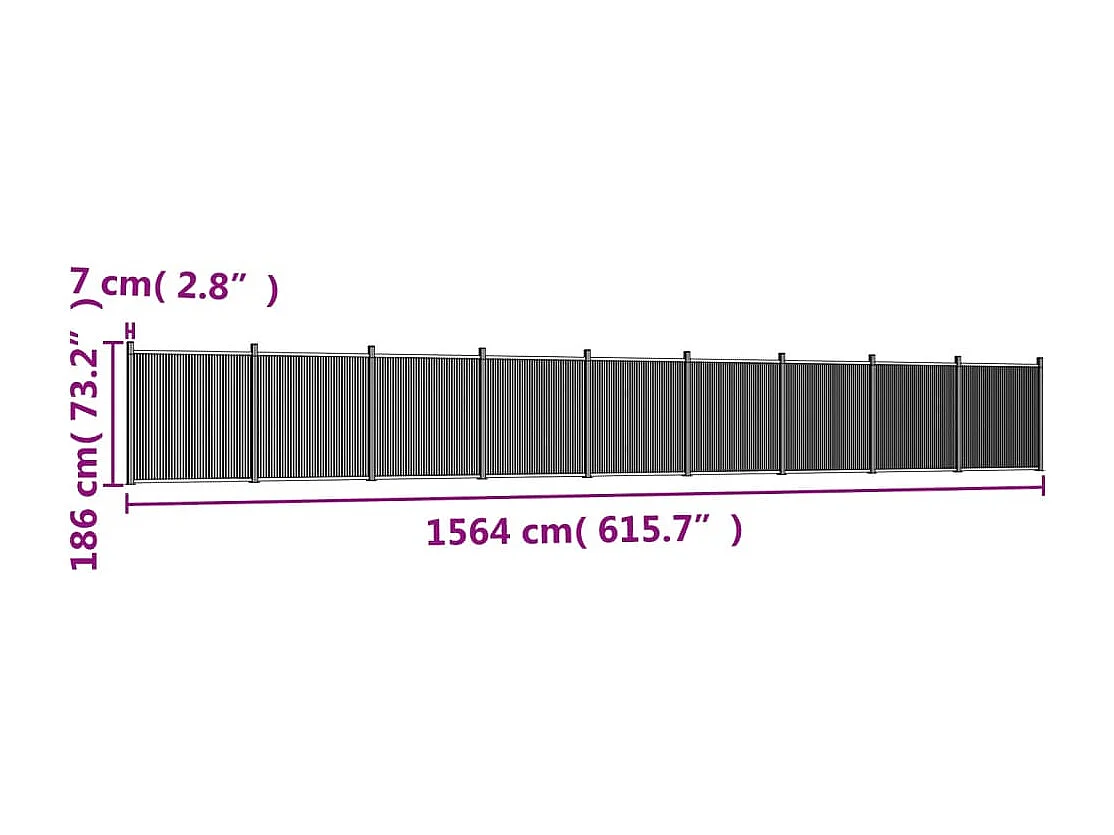 Panneau de clôture marron 1564x186 WPC