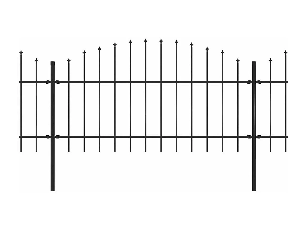 Clôture de jardin à dessus en lance Acier (1-1,25)x17 m Noir