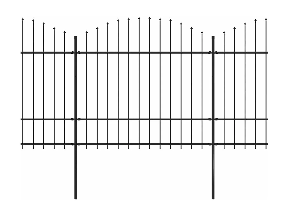 Clôture de jardin à dessus en lance Acier (1,5-1,75)x15,3m Noir