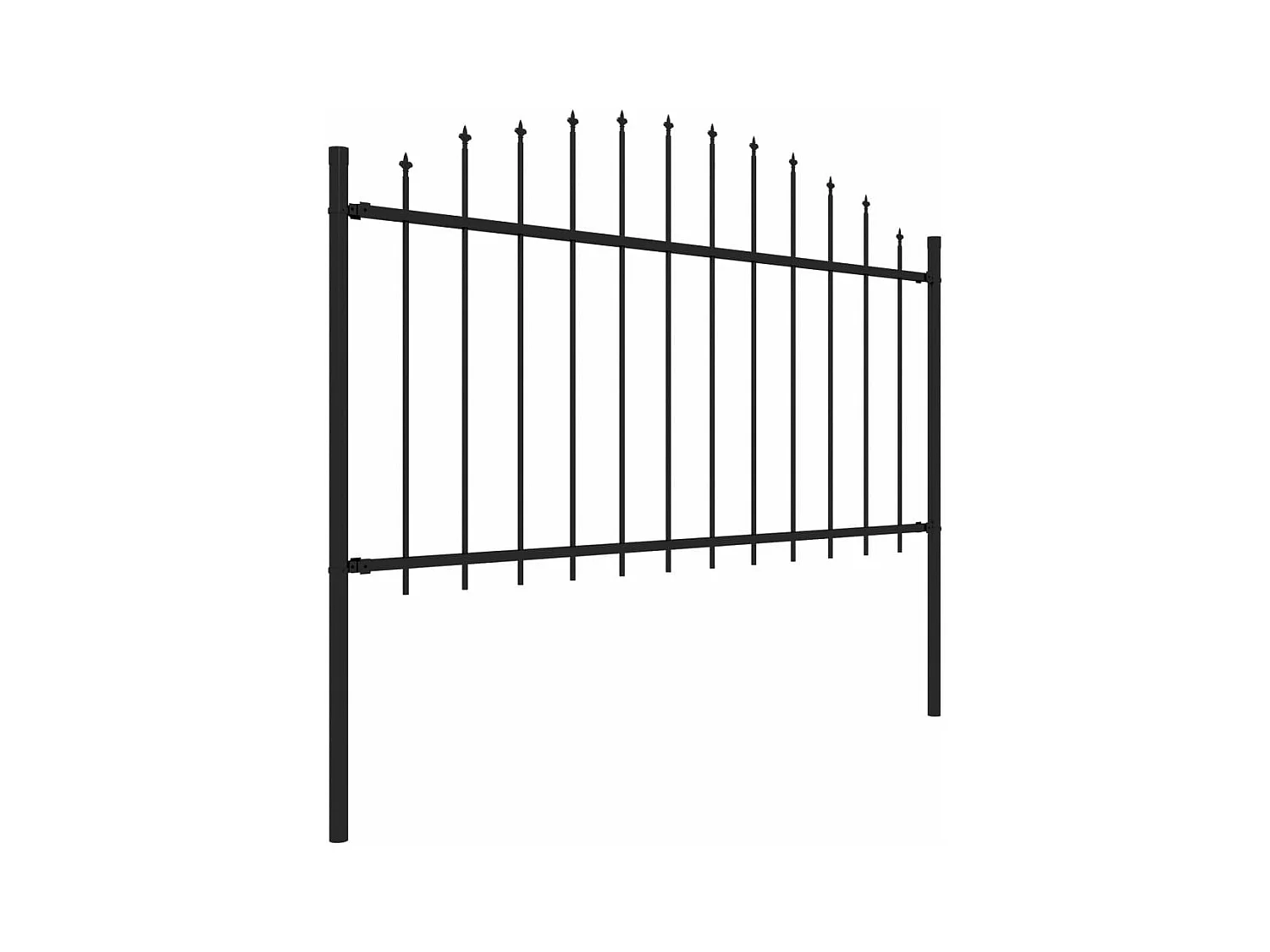 Clôture de jardin à dessus en lance Acier (1,25-1,5)x11,9m Noir