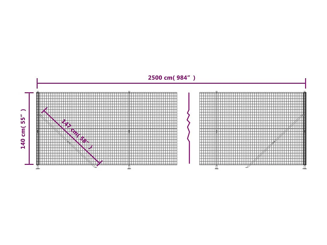 Clôture en treillis métallique avec bride vert 1,4x25 m