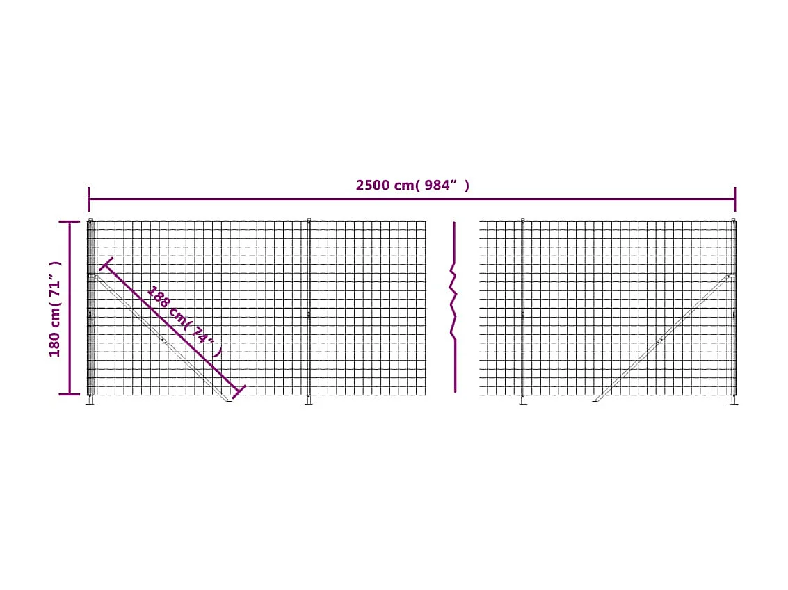 Clôture en treillis métallique avec bride vert 1,8x25 m