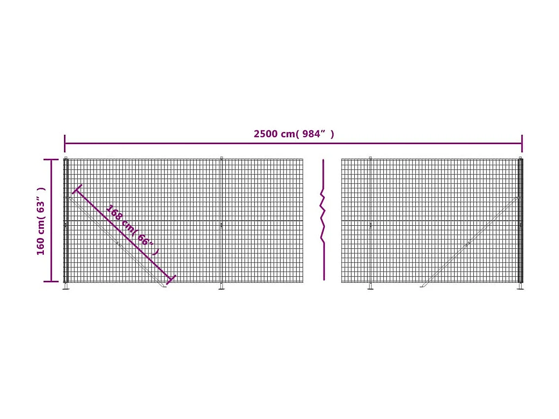 Clôture en treillis métallique avec bride anthracite 1,6x25 m
