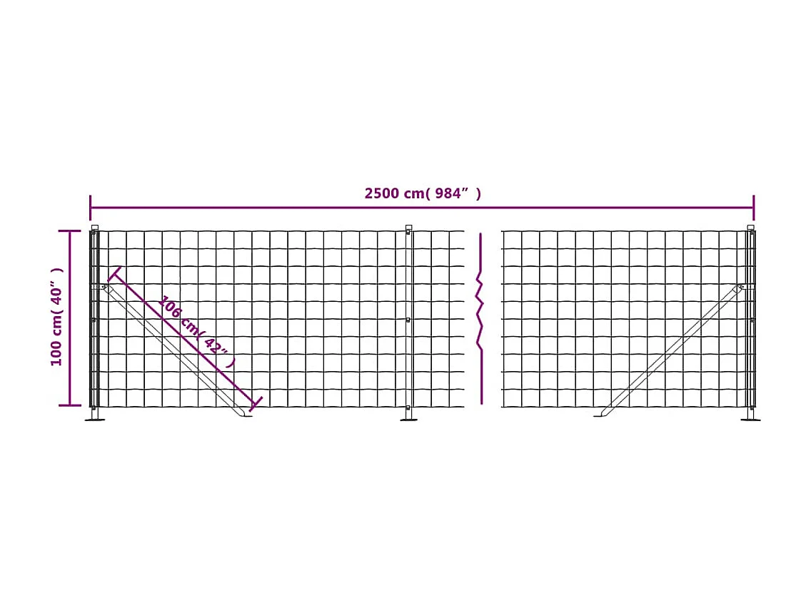 Clôture en treillis métallique avec bride vert 1x25 m