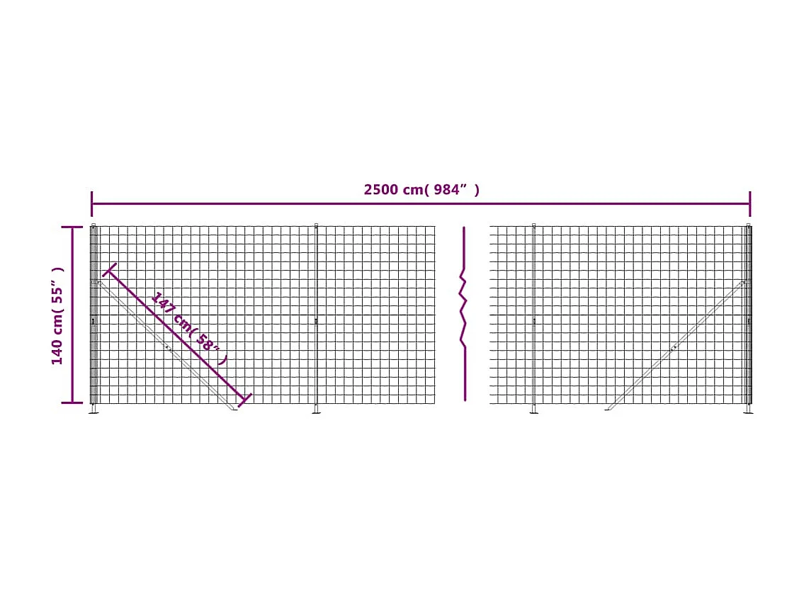 Clôture en treillis métallique avec bride vert 1,4x25 m