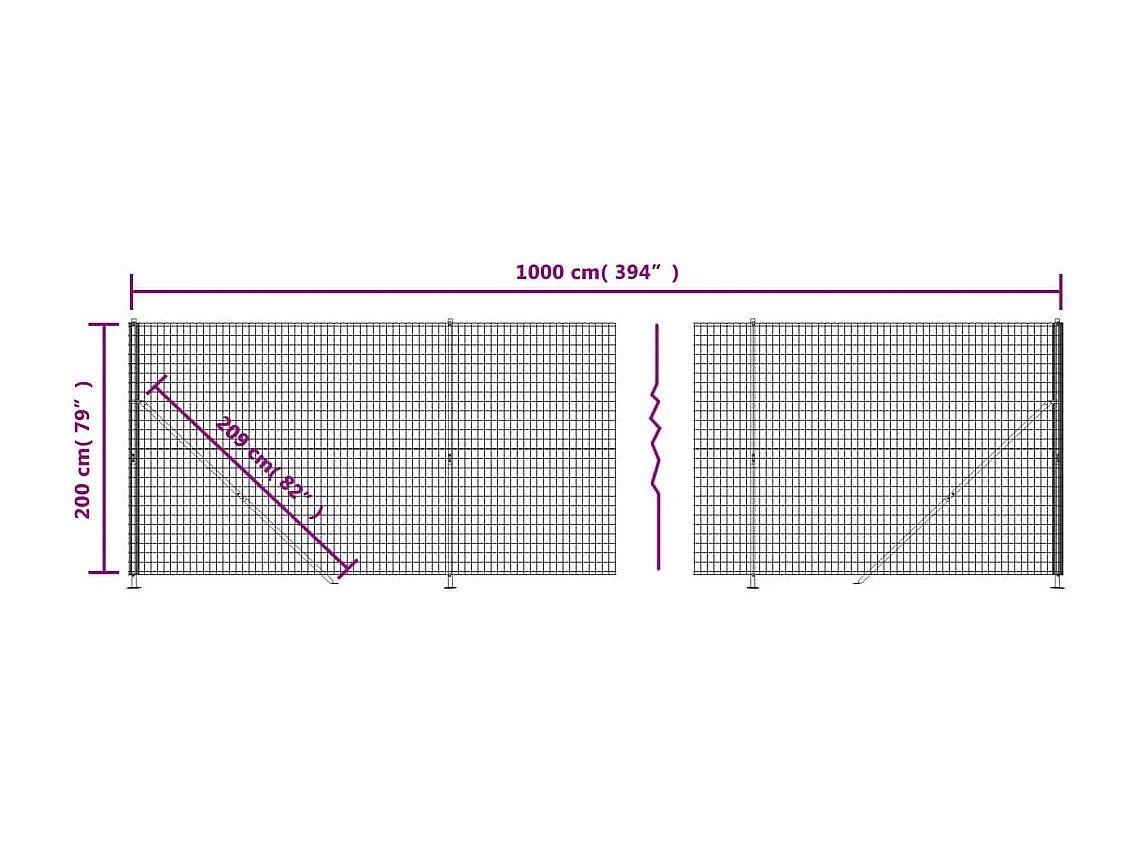 Clôture en treillis métallique avec bride vert 2x10 m