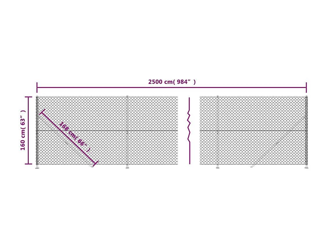 Clôture à mailles losangées avec bride anthracite 1,6x25 m