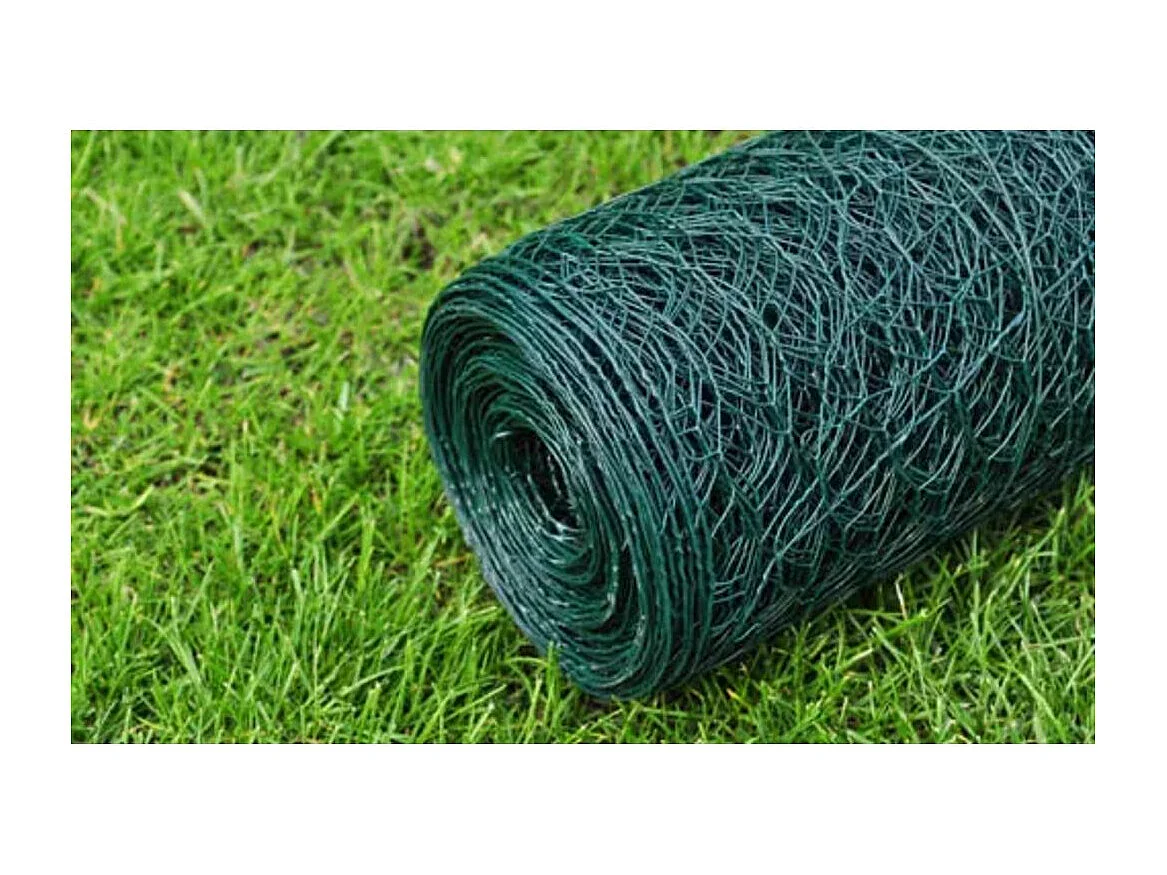 Clôture en treillis Acier galvanisé Hexagonal 1x25 m Vert foncé