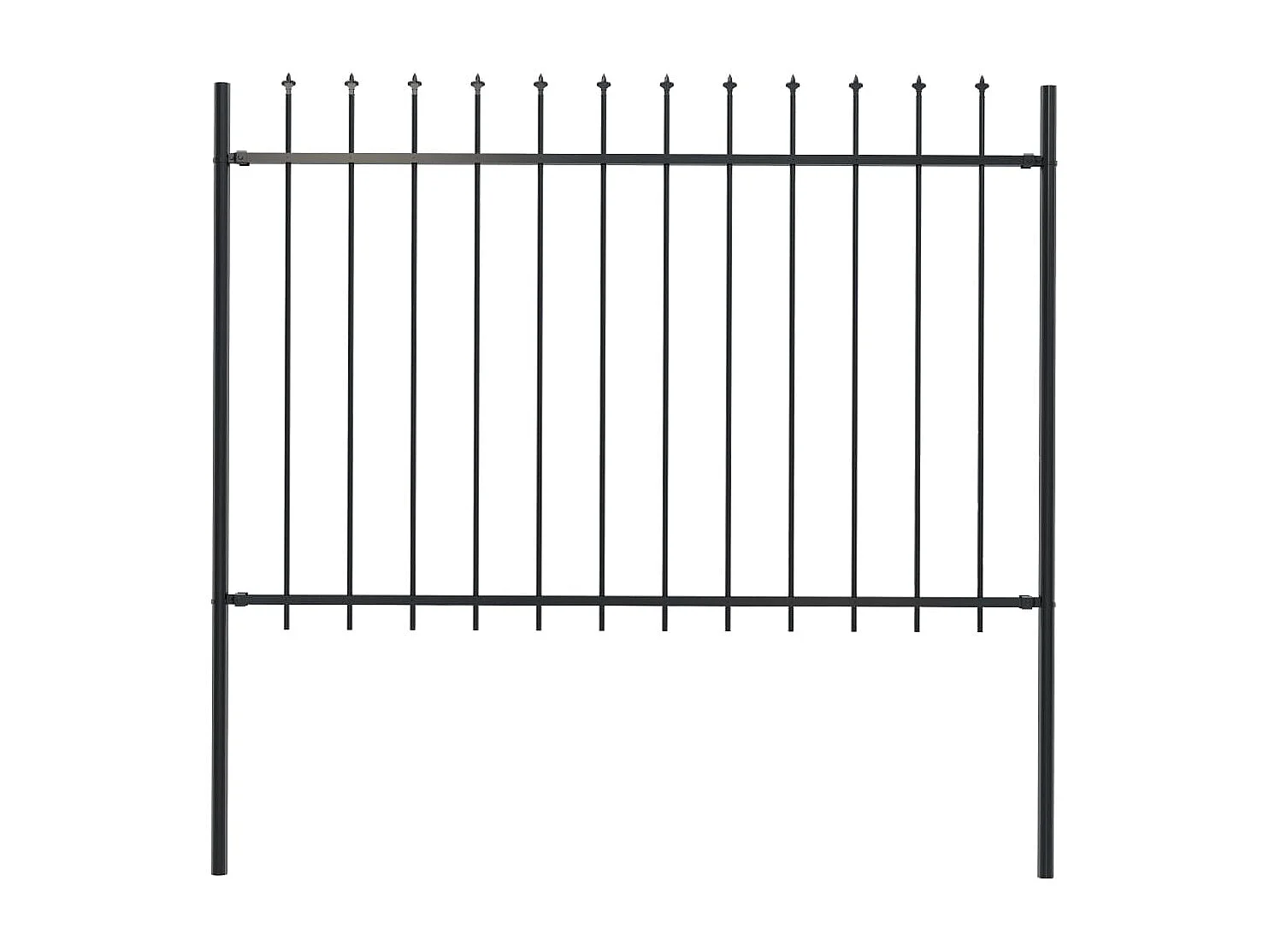 Clôture de jardin avec dessus en lance Acier 1,7 x 1,2 m Noir