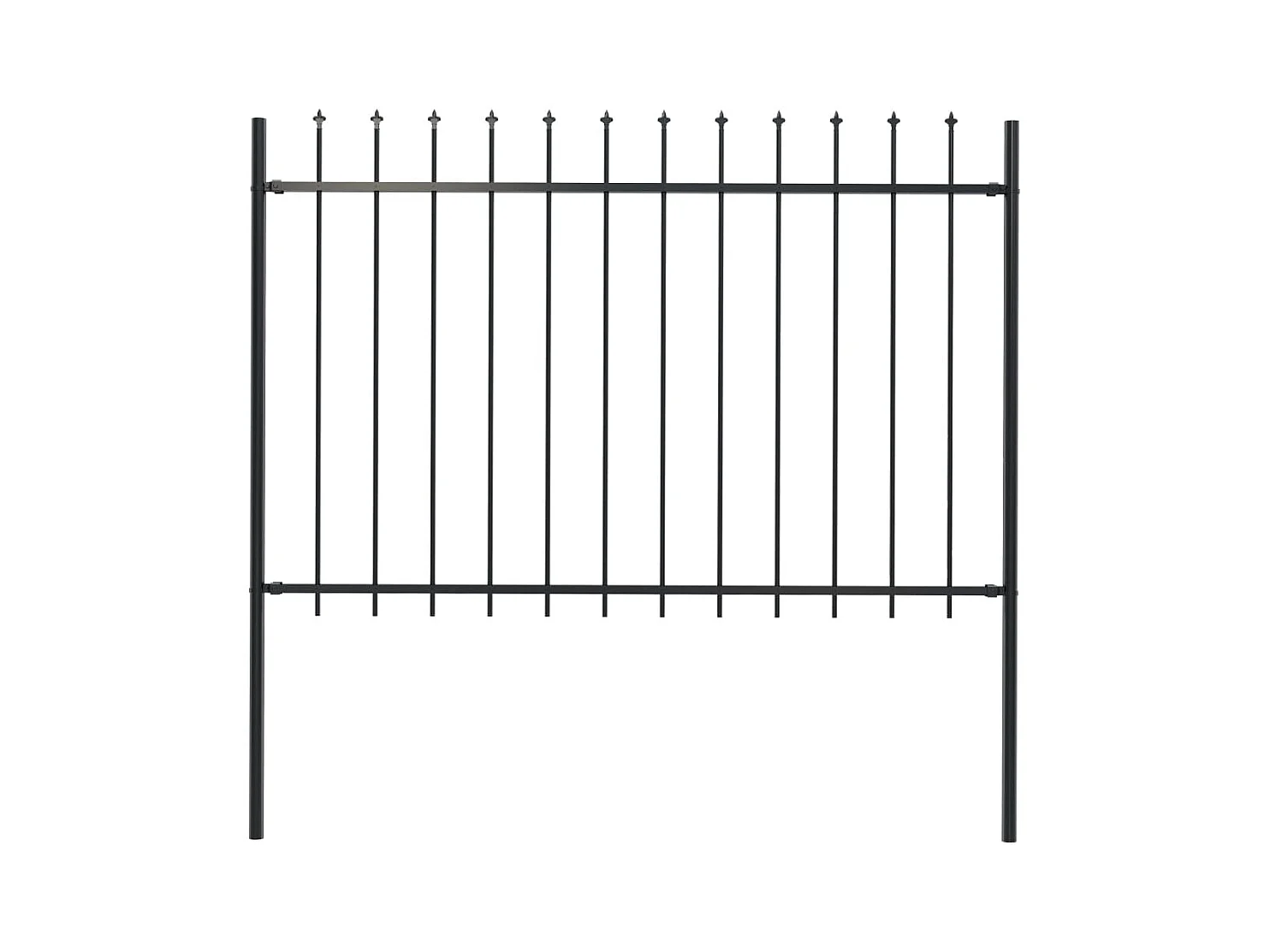 Clôture de jardin avec dessus en lance Acier 1,7 x 1,2 m Noir