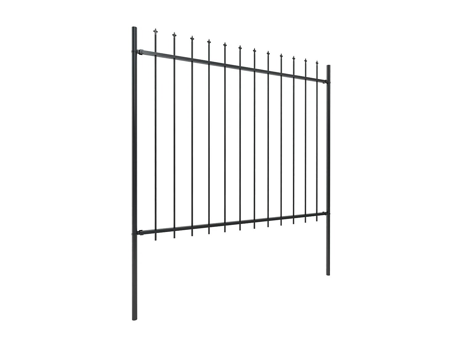 Clôture de jardin avec dessus en lance Acier 8,5 x 1,5 m Noir