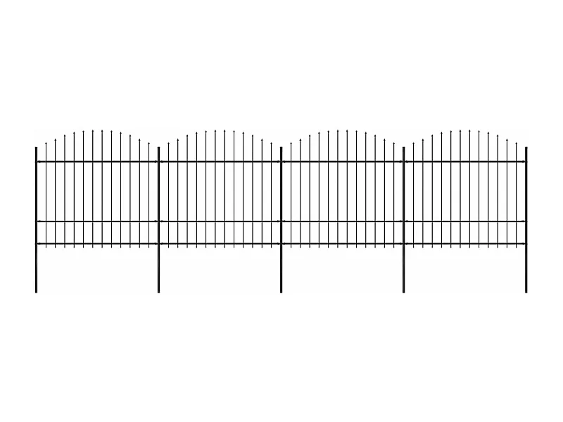 Clôture de jardin à dessus en lance Acier (1,5-1,75)x6,8 m Noir