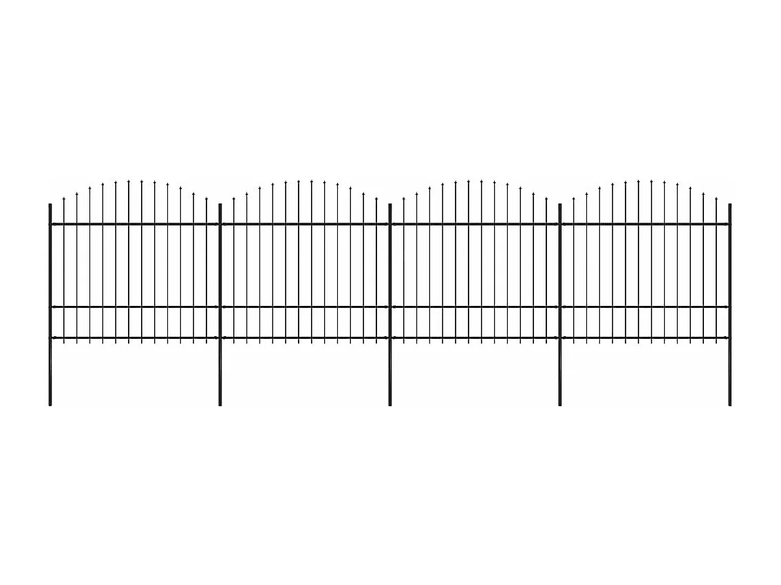 Clôture de jardin à dessus en lance Acier (1,5-1,75)x6,8 m Noir