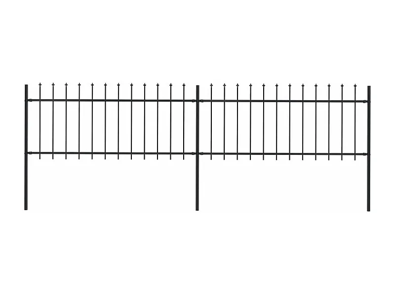 Clôture de jardin avec dessus en lance Acier 3,4x0,8 m Noir