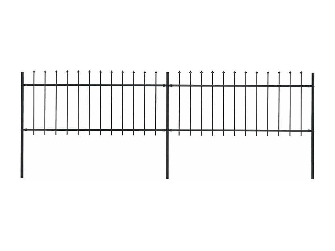 Clôture de jardin avec dessus en lance Acier 3,4x0,8 m Noir