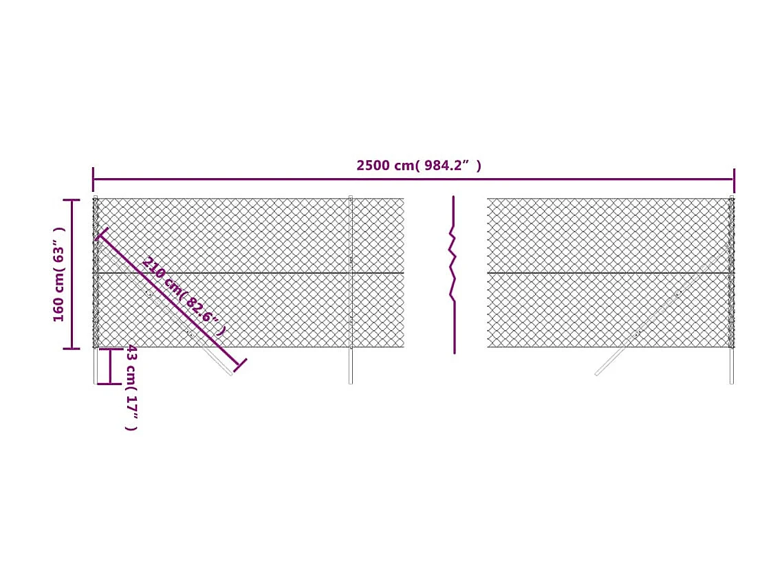 Clôture en mailles de chaîne vert 1,6x25 m