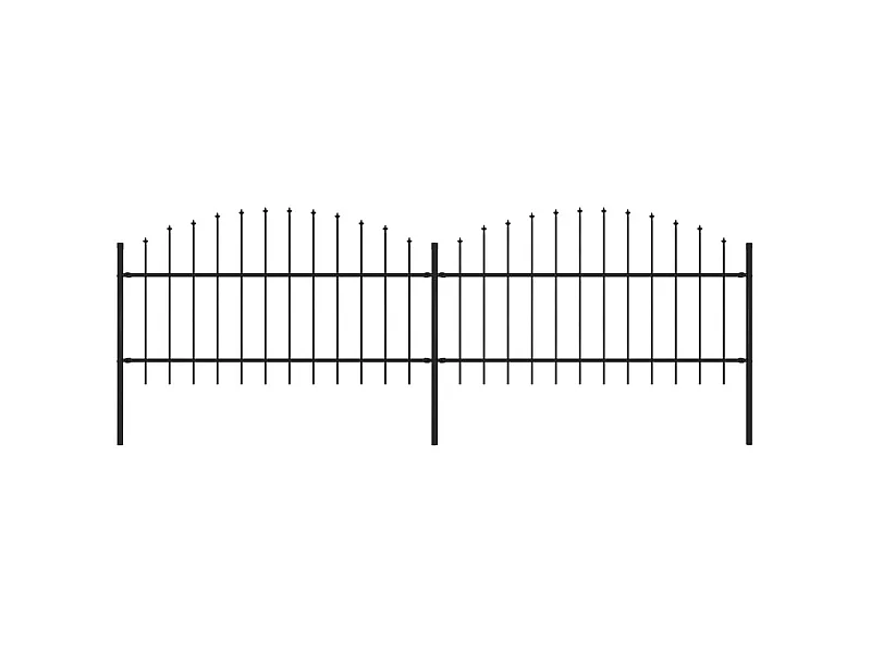 Clôture de jardin à dessus en lance Acier (1-1,25)x3,4 m Noir