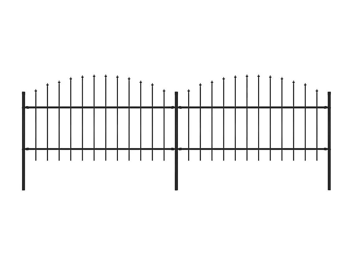 Clôture de jardin à dessus en lance Acier (1-1,25)x3,4 m Noir