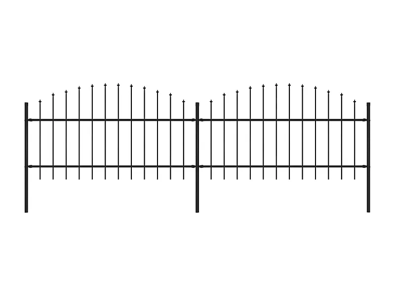 Clôture de jardin à dessus en lance Acier (1-1,25)x3,4 m Noir