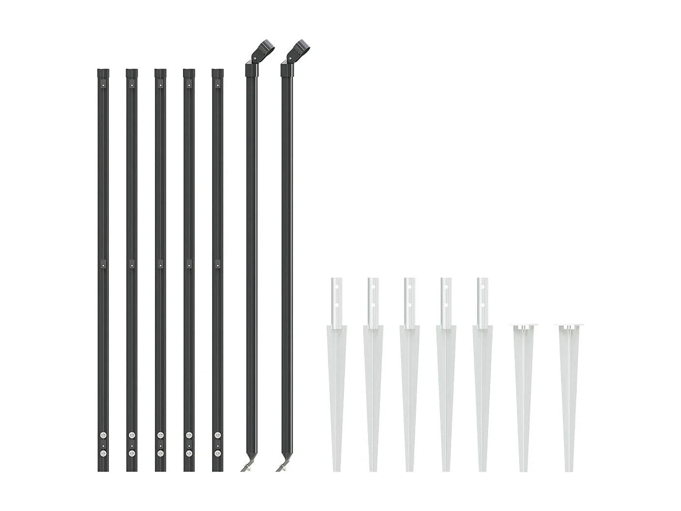 Clôture en treillis métallique et ancrage anthracite 1x10 m