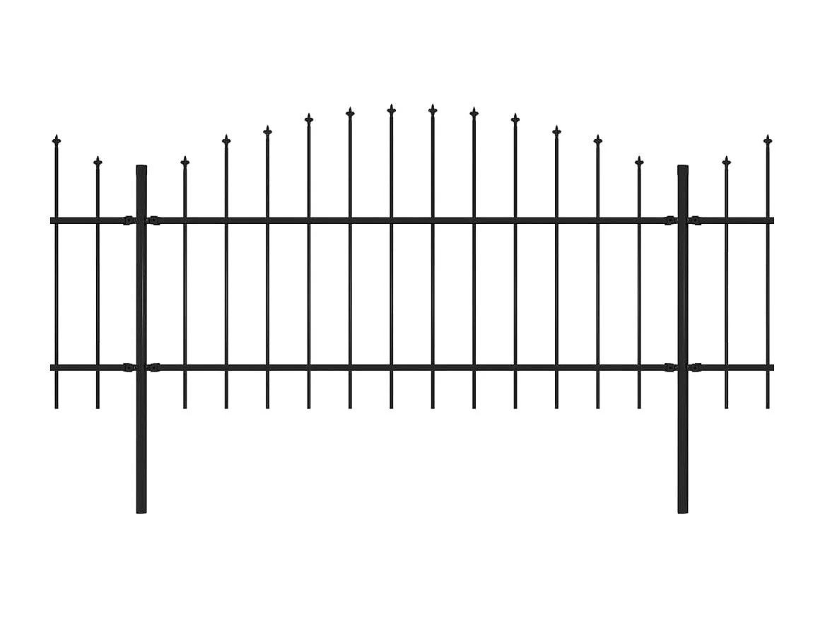 Clôture de jardin à dessus en lance Acier (1-1,25)x15,3 m Noir