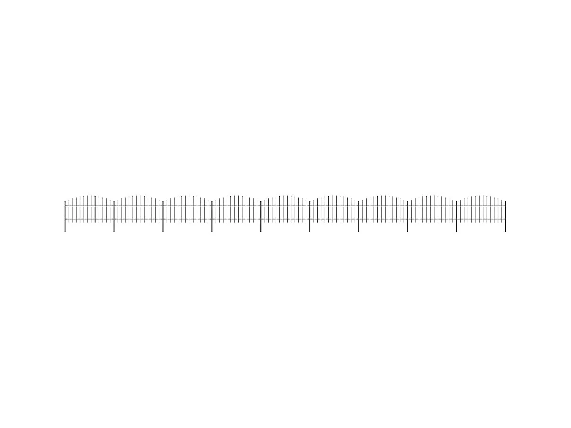 Clôture de jardin à dessus en lance Acier (1-1,25)x15,3 m Noir
