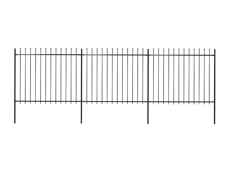 Clôture de jardin avec dessus en lance Acier 5,1 x 1,5 m Noir