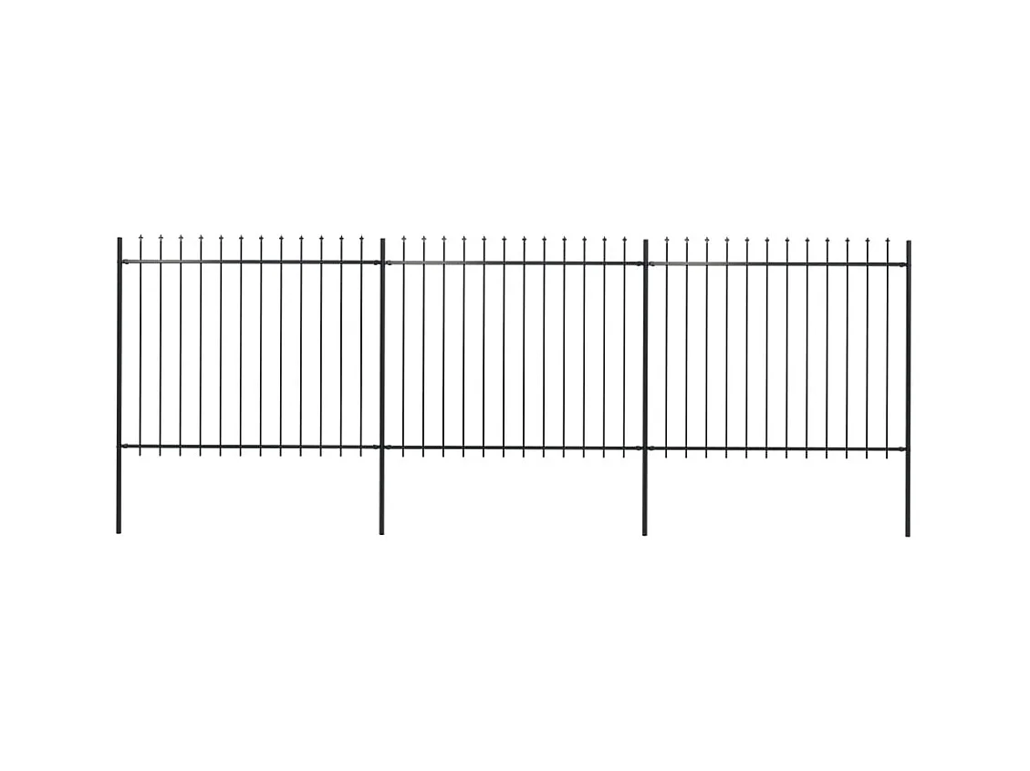 Clôture de jardin avec dessus en lance Acier 5,1 x 1,5 m Noir