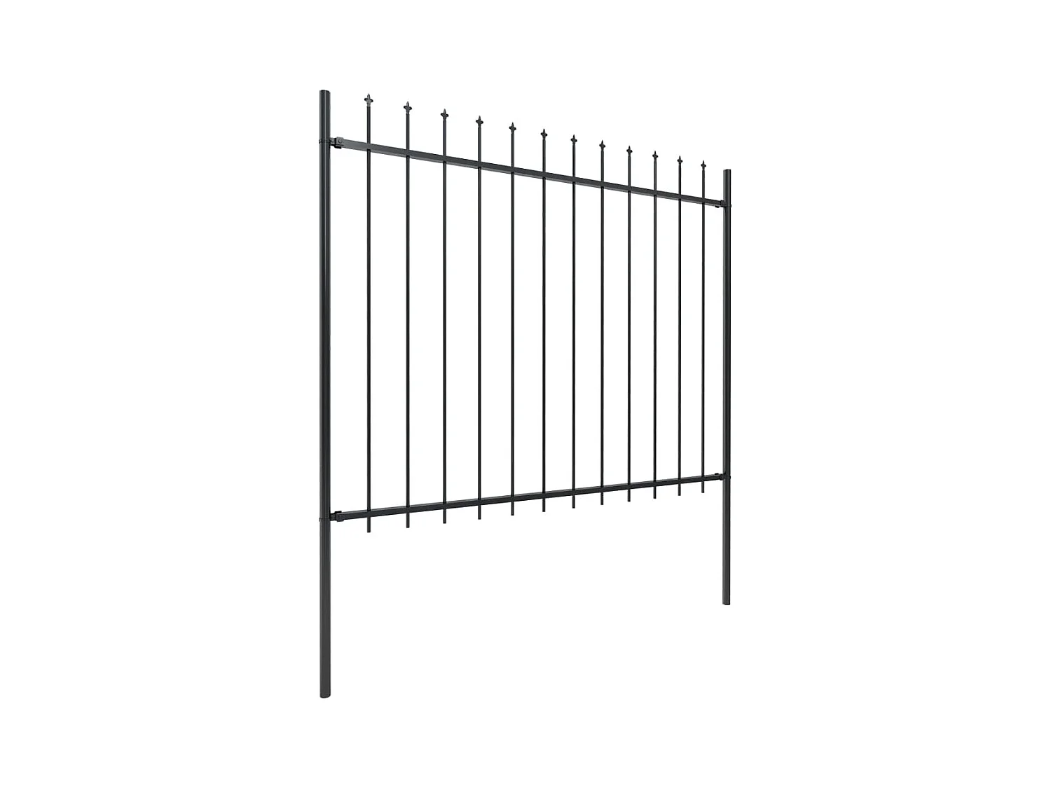 Clôture de jardin avec dessus en lance Acier 5,1 x 1,5 m Noir