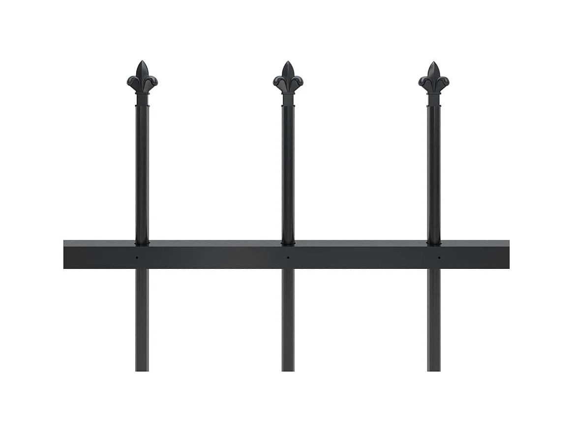 Clôture de jardin avec dessus en lance Acier 5,1 x 1,5 m Noir