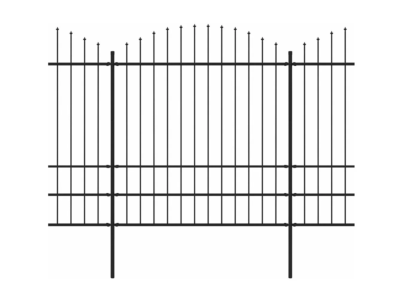 Clôture de jardin à dessus en lance Acier (1,75-2)x8,5 m Noir