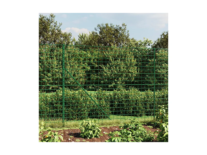 Clôture en treillis métallique vert 2x10 m acier galvanisé