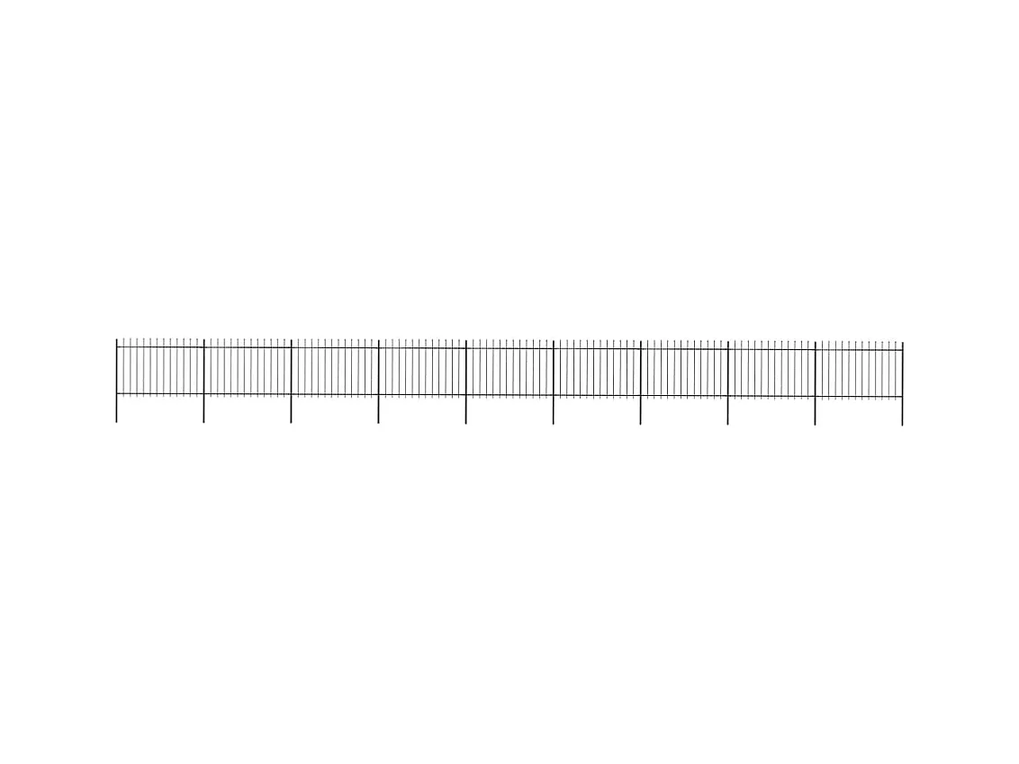 Clôture de jardin avec dessus en lance Acier 15,3 x 1,2 m Noir