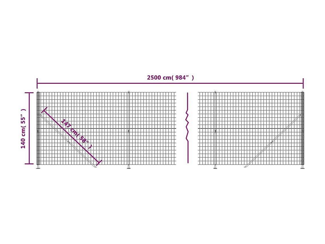 Clôture en treillis métallique avec bride anthracite 1,4x25 m