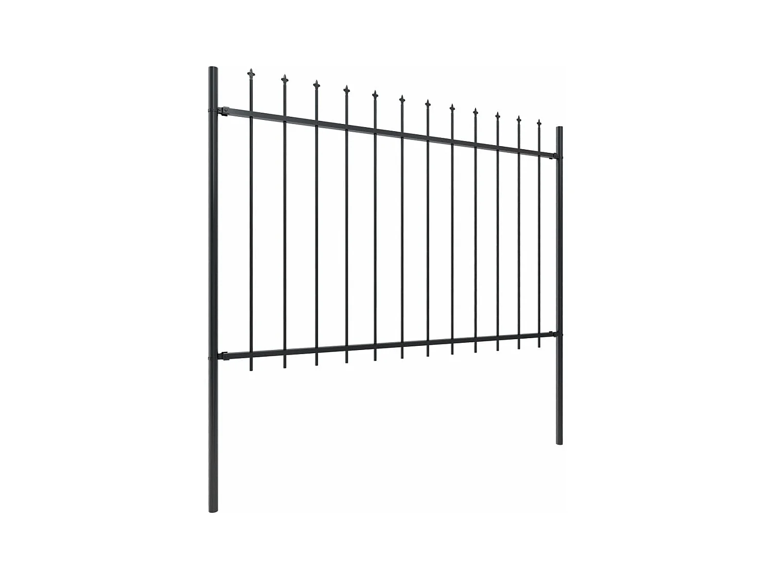 Clôture de jardin avec dessus en lance Acier 5,1 x 1,2 m Noir