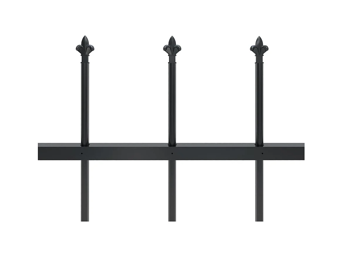 Clôture de jardin avec dessus en lance Acier 5,1 x 1,2 m Noir