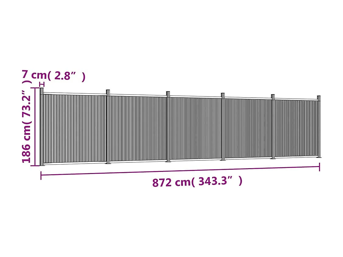 Panneau de clôture gris 872x186 WPC