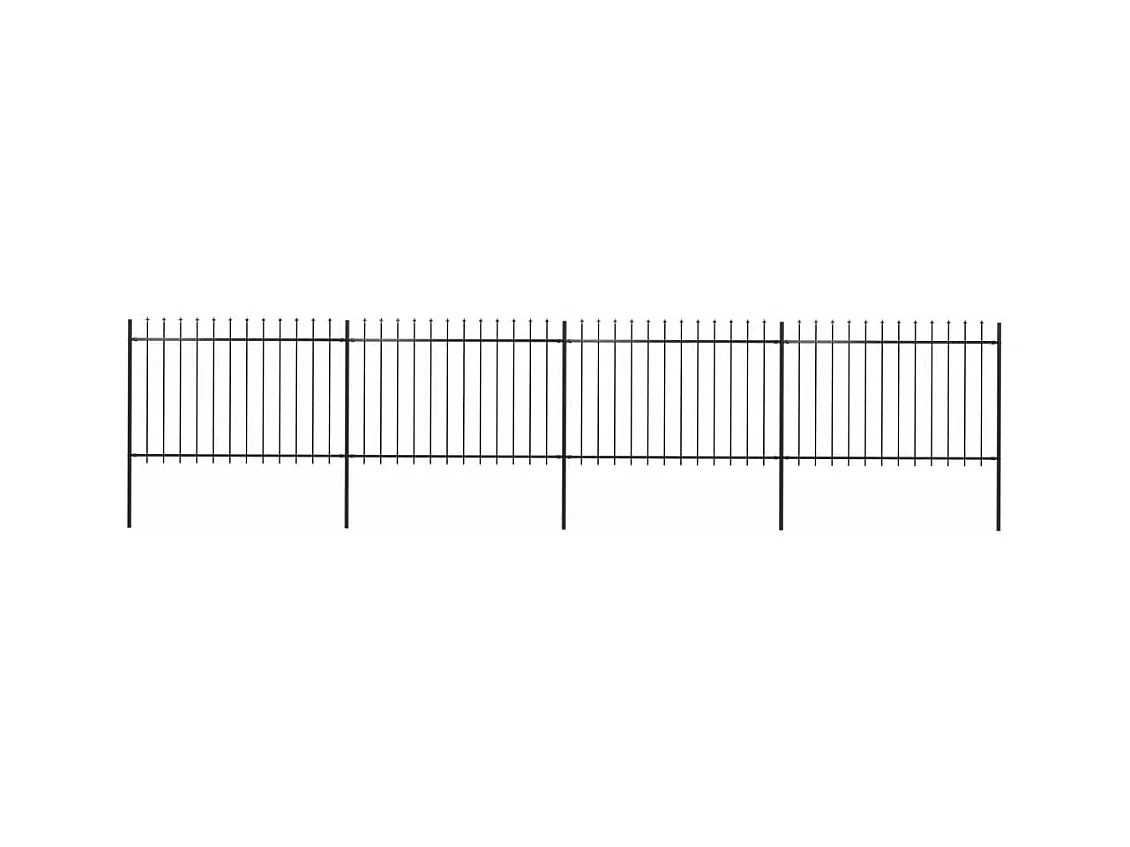 Clôture de jardin avec dessus en lance Acier 6,8 x 1,2 m Noir